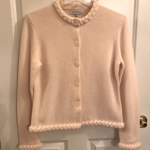 Wool/Angora Cardigan by David Brooks Sz M Cream Off White Button Down - Picture 4 of 7